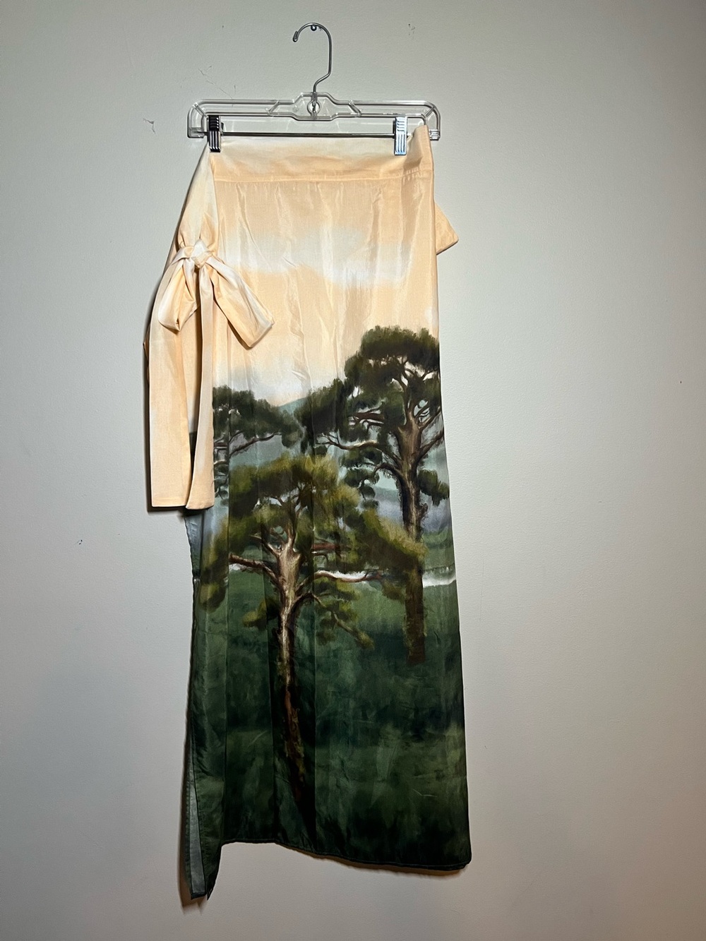 Agua by Agua Bendita Peach and Forest Green Wrap Maxi Skirt